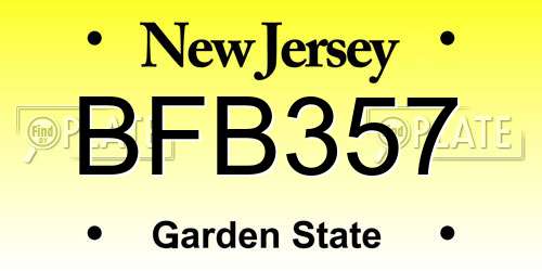 BFB357 New Jersey License Plate