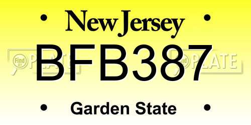 BFB387 New Jersey License Plate