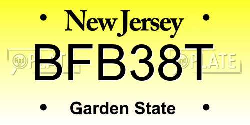 BFB38T New Jersey License Plate