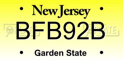 BFB92B New Jersey License Plate