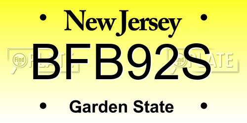 BFB92S New Jersey License Plate