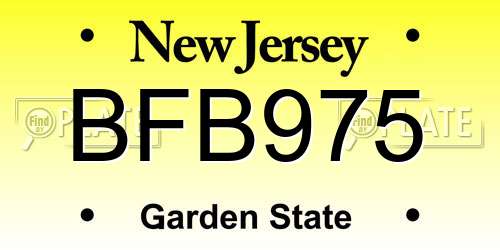 BFB975 New Jersey License Plate