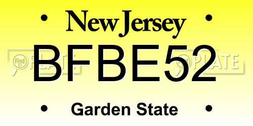 BFBE52 New Jersey License Plate