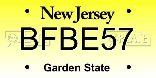 BFBE57 New Jersey License Plate