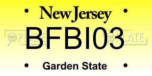 BFBI03 New Jersey License Plate