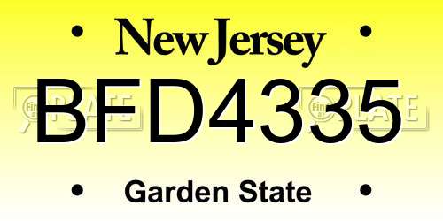BFD4335 New Jersey License Plate