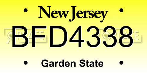 BFD4338 New Jersey License Plate