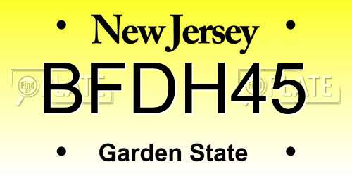BFDH45 New Jersey License Plate