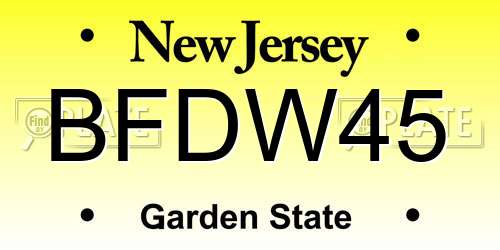 BFDW45 New Jersey License Plate