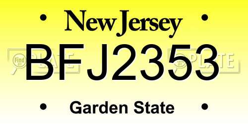 BFJ2353 New Jersey License Plate