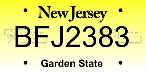 BFJ2383 New Jersey License Plate
