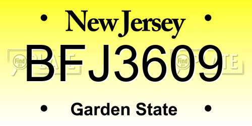 BFJ3609 New Jersey License Plate