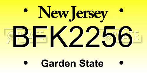 BFK2256 New Jersey License Plate