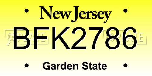 BFK2786 New Jersey License Plate