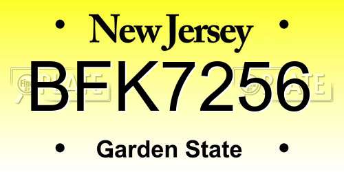 BFK7256 New Jersey License Plate