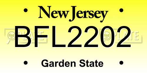 BFL2202 New Jersey License Plate