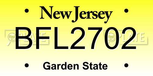 BFL2702 New Jersey License Plate