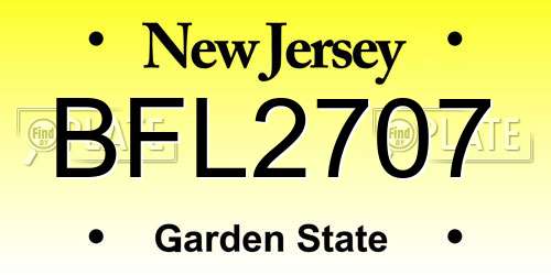 BFL2707 New Jersey License Plate