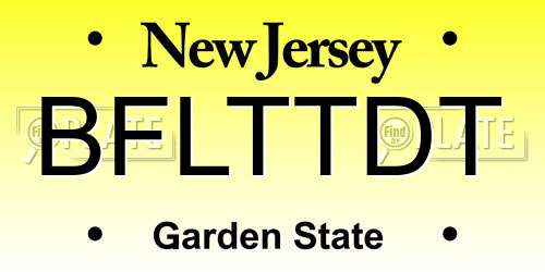 BFLTTDT New Jersey License Plate