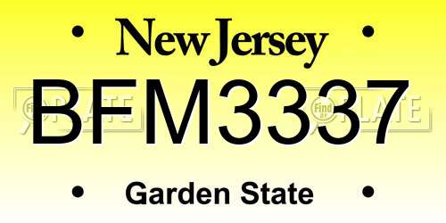 BFM3337 New Jersey License Plate