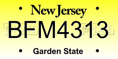 BFM4313 New Jersey License Plate
