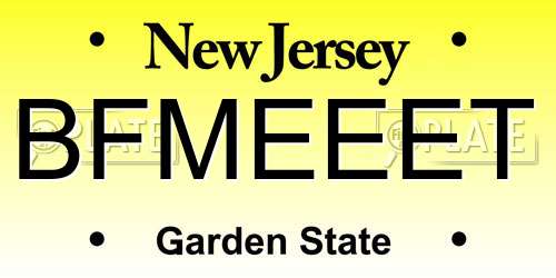 BFMEEET New Jersey License Plate
