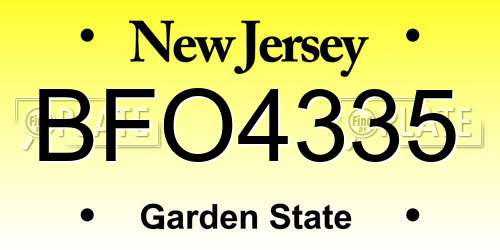 BFO4335 New Jersey License Plate