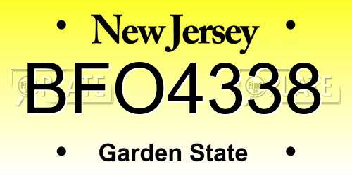 BFO4338 New Jersey License Plate