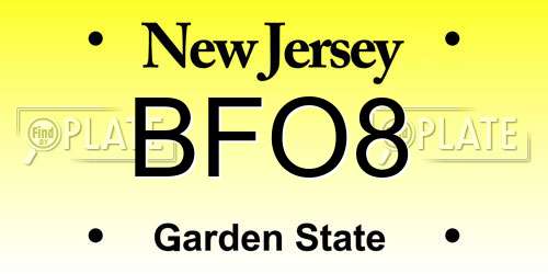 BFO8 New Jersey License Plate