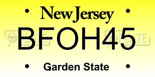 BFOH45 New Jersey License Plate