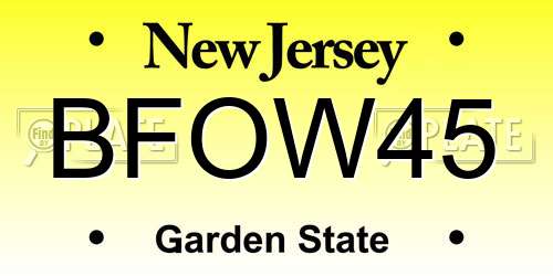 BFOW45 New Jersey License Plate
