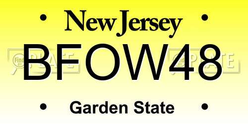 BFOW48 New Jersey License Plate