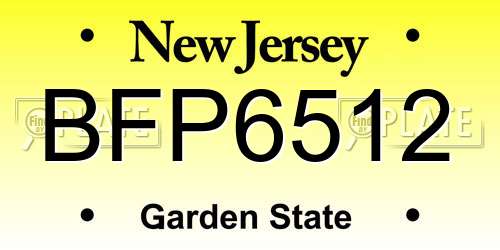 BFP6512 New Jersey License Plate