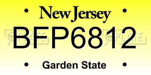 BFP6812 New Jersey License Plate