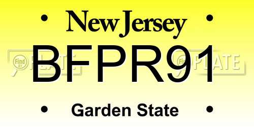 BFPR91 New Jersey License Plate