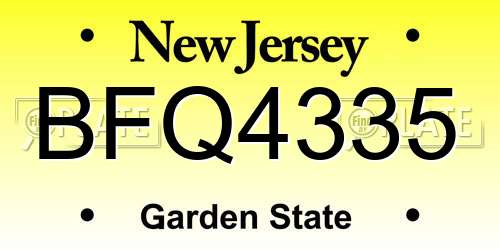 BFQ4335 New Jersey License Plate