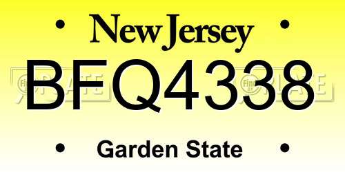 BFQ4338 New Jersey License Plate