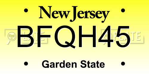 BFQH45 New Jersey License Plate