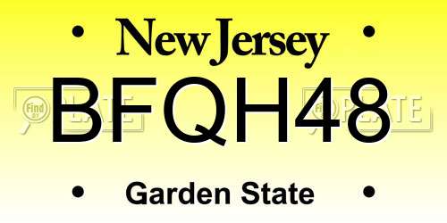 BFQH48 New Jersey License Plate