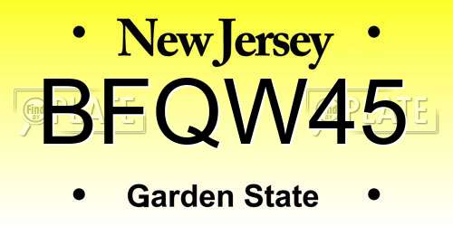 BFQW45 New Jersey License Plate