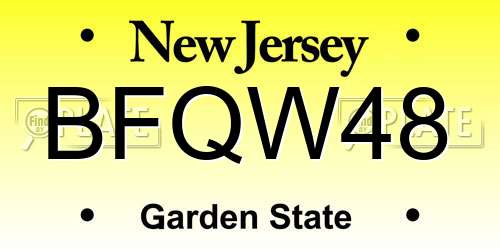 BFQW48 New Jersey License Plate