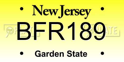 BFR189 New Jersey License Plate