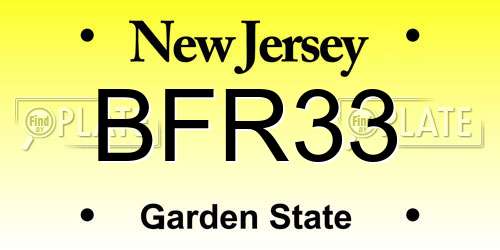 BFR33 New Jersey License Plate