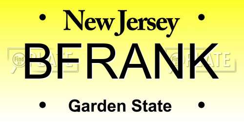 BFRANK New Jersey License Plate