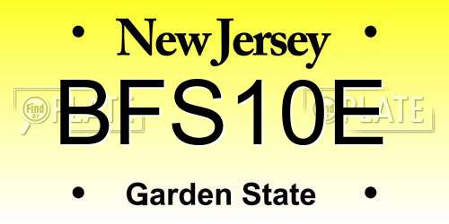 BFS10E New Jersey License Plate