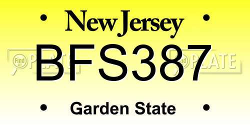 BFS387 New Jersey License Plate