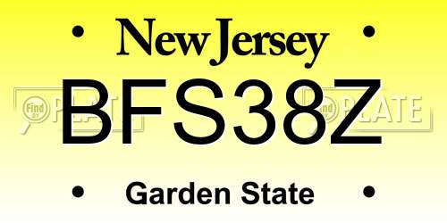 BFS38Z New Jersey License Plate