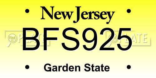 BFS925 New Jersey License Plate