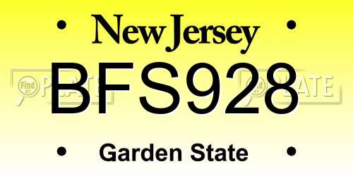 BFS928 New Jersey License Plate