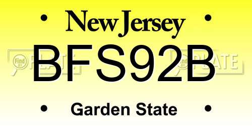 BFS92B New Jersey License Plate